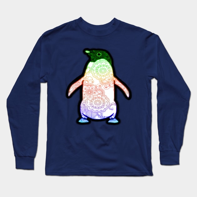 Penguin Rainbow Tattoo Long Sleeve T-Shirt by Bits